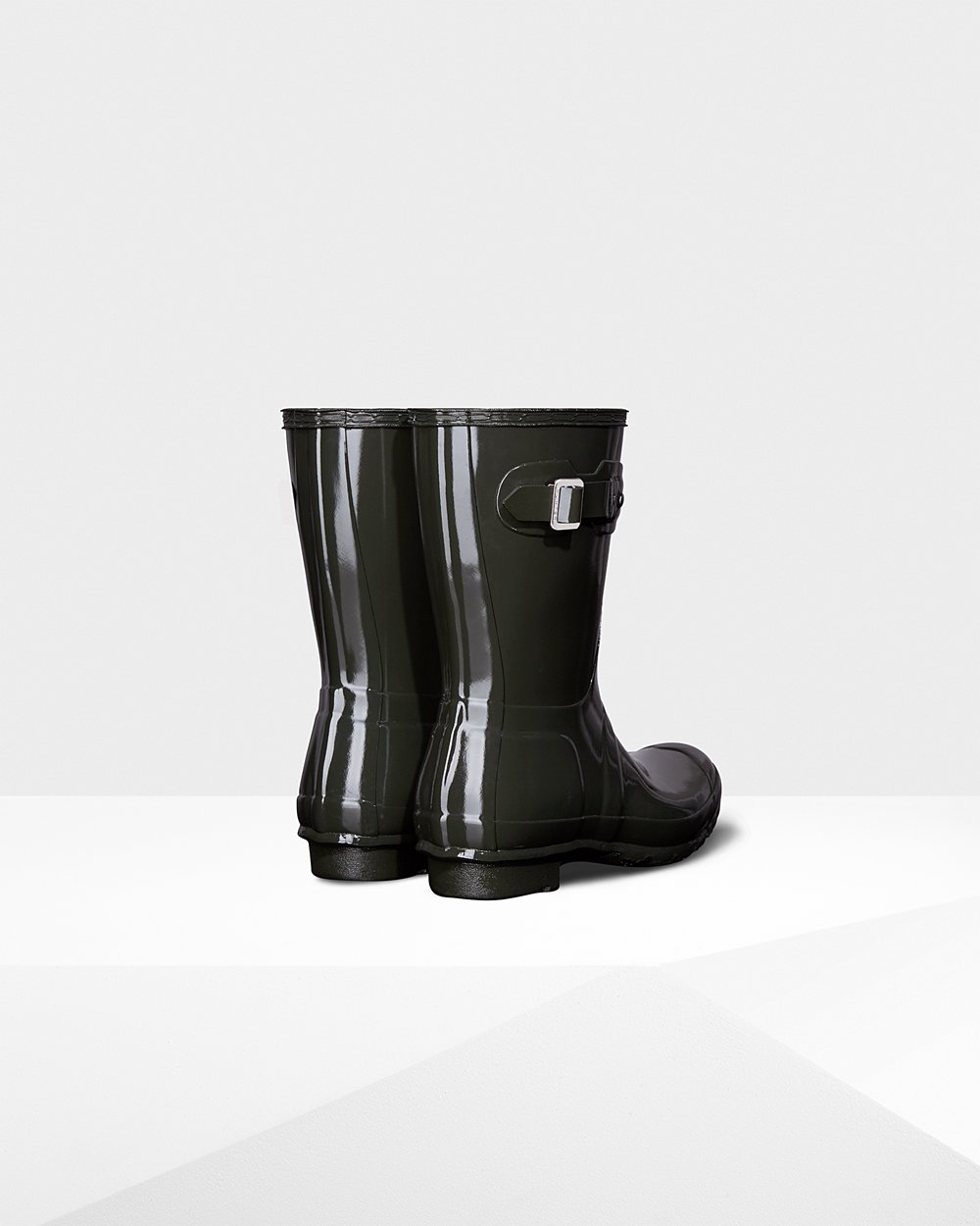 Womens Hunter Original Gloss - Short Rain Boots Dark Olive - 3069-CPSIU